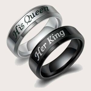 Her King/His Queen l Stainless Steel l Crown Ring set in Black & Silver l New